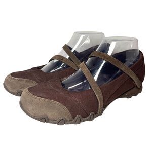 Skechers Bikers Get Up Mary Jane Shoes Casual Comfort Suede Brown Women 7.5